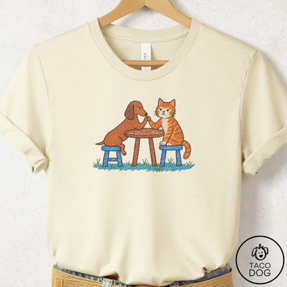 Dachshund Arm Wrestling T-Shirt Natural Taco-Dog