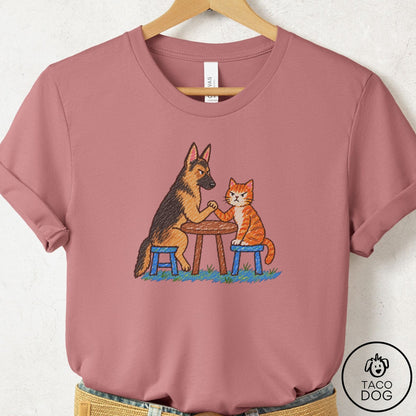 German Shepherd Arm Wrestling T-Shirt Mauve Taco-Dog
