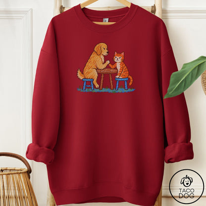 Golden Retriever Arm Wrestling Sweatshirt Garnet Taco-Dog