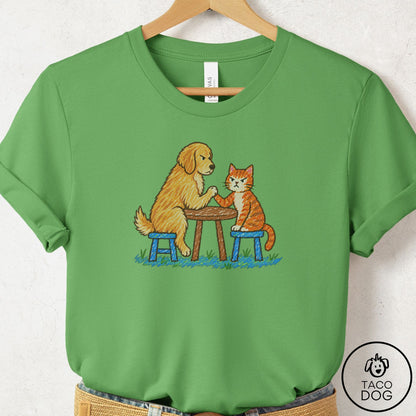 Golden Retriever Arm Wrestling T-Shirt Leaf Taco-Dog