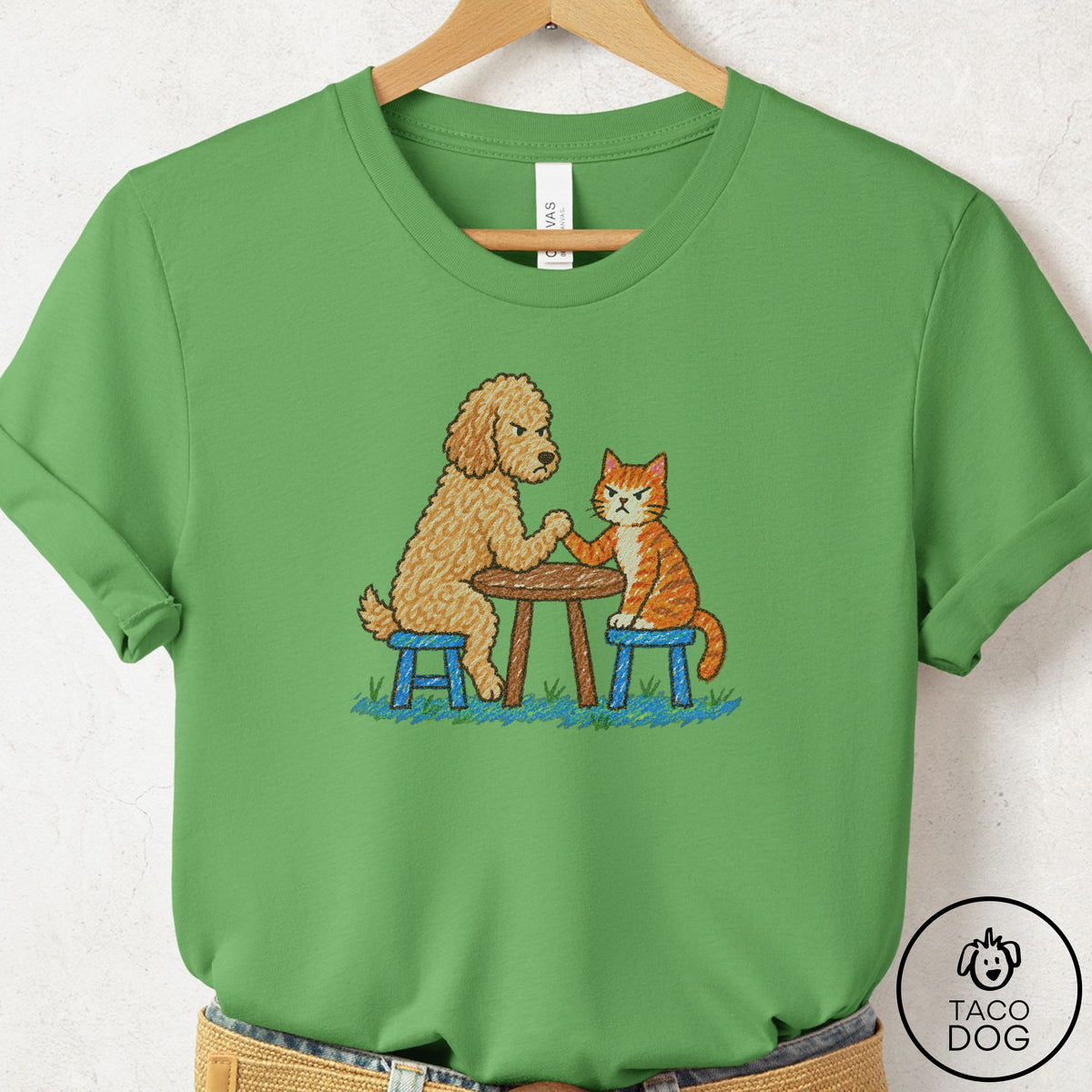 Doodle Arm Wrestling T-Shirt Leaf Taco-Dog