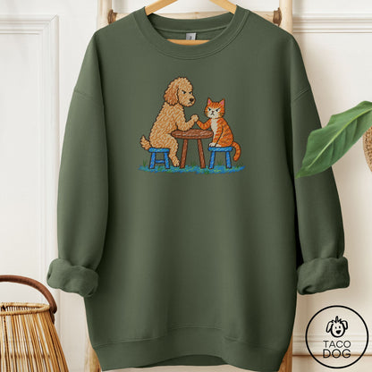Doodle Arm Wrestling Sweatshirt Military Green Taco-Dog