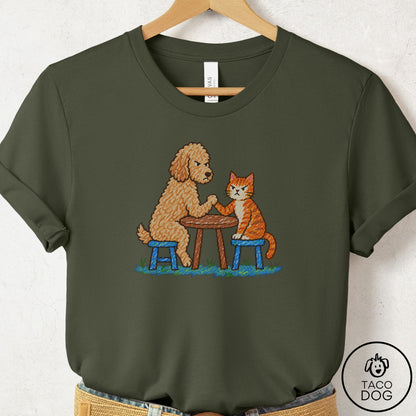 Doodle Arm Wrestling T-Shirt Military Green Taco-Dog