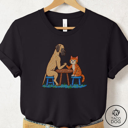 Great Dane Arm Wrestling T-Shirt Black Taco-Dog