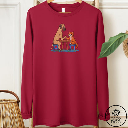 Great Dane Arm Wrestling Long Sleeve Tee Cardinal Taco-Dog