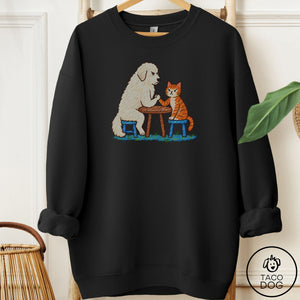 Great Pyrenees Arm Wrestling Sweatshirt Black Taco-Dog