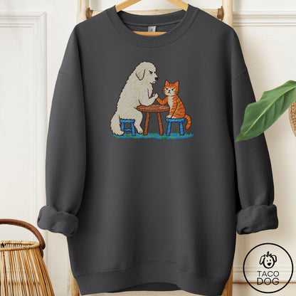 Great Pyrenees Arm Wrestling Sweatshirt Charcoal Taco-Dog