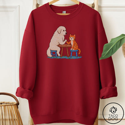Great Pyrenees Arm Wrestling Sweatshirt Garnet Taco-Dog