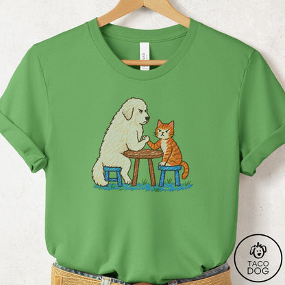 Great Pyrenees Arm Wrestling T-Shirt Leaf Taco-Dog