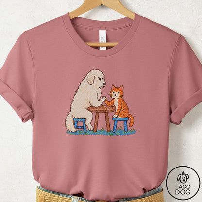 Great Pyrenees Arm Wrestling T-Shirt Mauve Taco-Dog