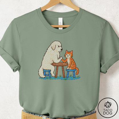 Great Pyrenees Arm Wrestling T-Shirt Sage Taco-Dog
