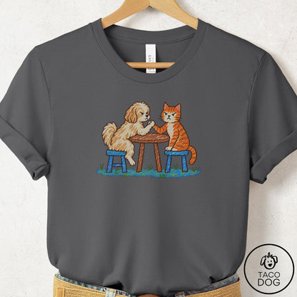 Havanese Arm Wrestling T-Shirt Asphalt Taco-Dog