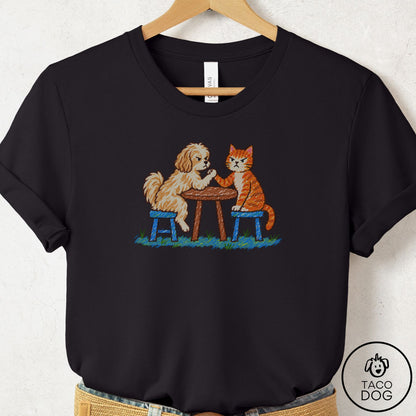 Havanese Arm Wrestling T-Shirt Black Taco-Dog