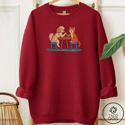 Havanese Arm Wrestling Sweatshirt Garnet Taco-Dog