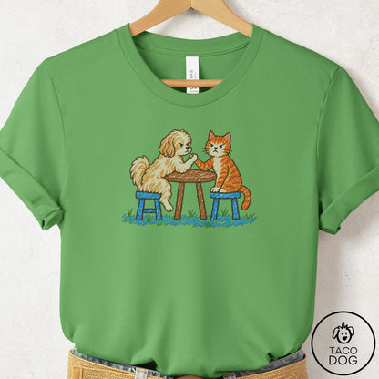 Havanese Arm Wrestling T-Shirt Leaf Taco-Dog