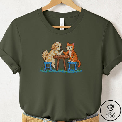 Havanese Arm Wrestling T-Shirt Military Green Taco-Dog