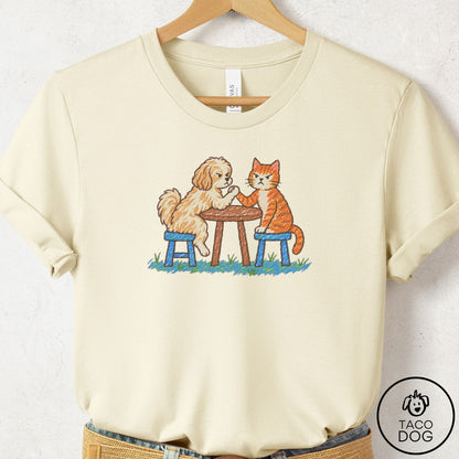 Havanese Arm Wrestling T-Shirt Natural Taco-Dog