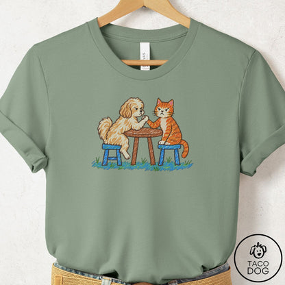 Havanese Arm Wrestling T-Shirt Sage Taco-Dog