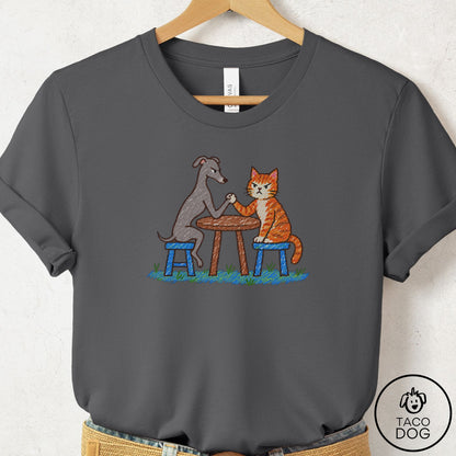Italian Greyhound Whippet Arm Wrestling T-Shirt Asphalt Taco-Dog