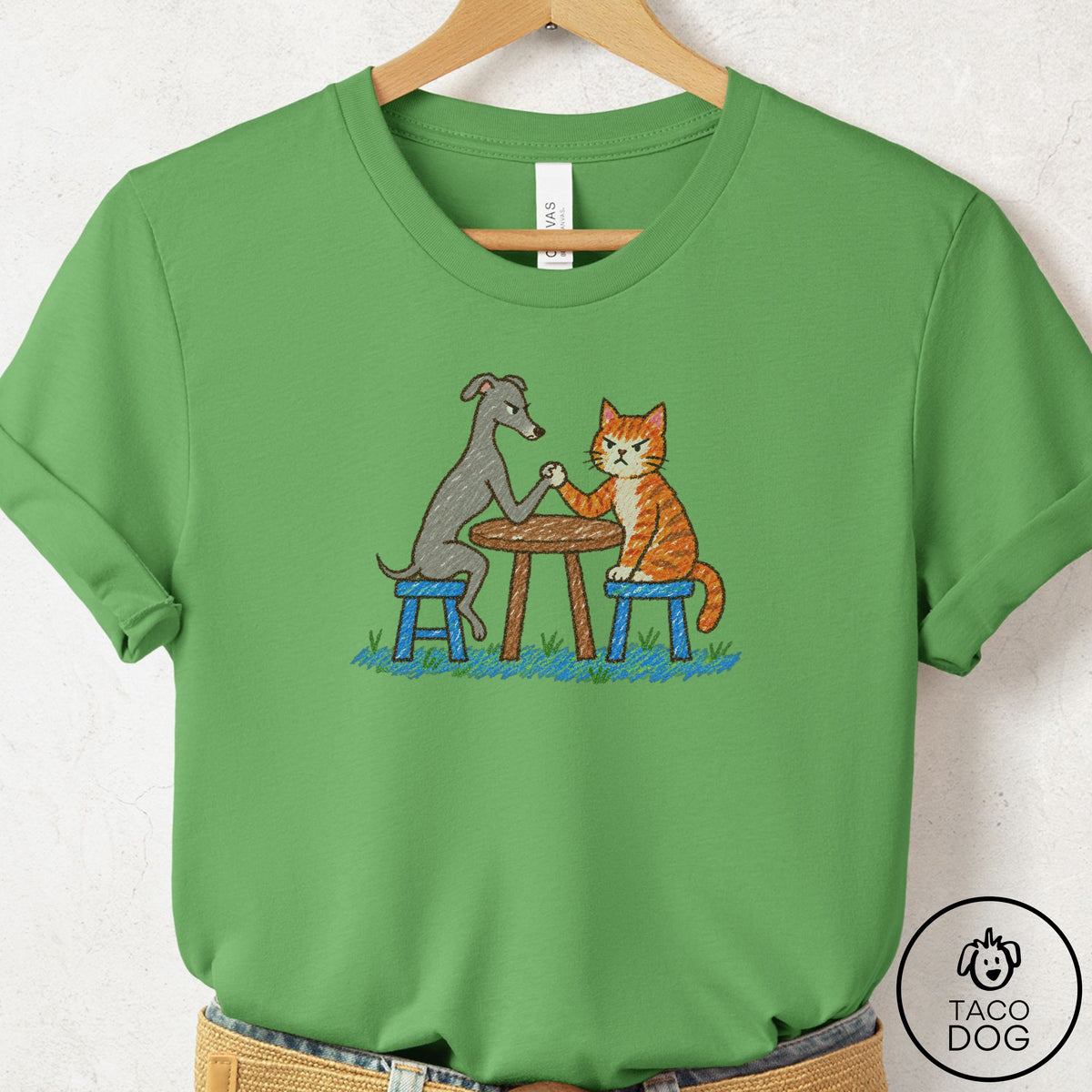 Italian Greyhound Whippet Arm Wrestling T-Shirt Leaf Taco-Dog