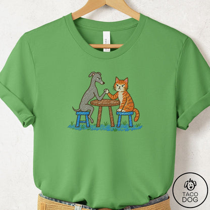 Italian Greyhound Whippet Arm Wrestling T-Shirt Leaf Taco-Dog