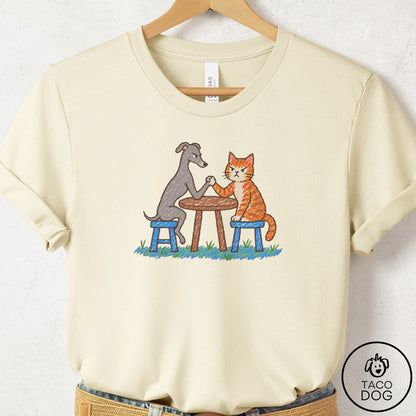 Italian Greyhound Whippet Arm Wrestling T-Shirt Natural Taco-Dog