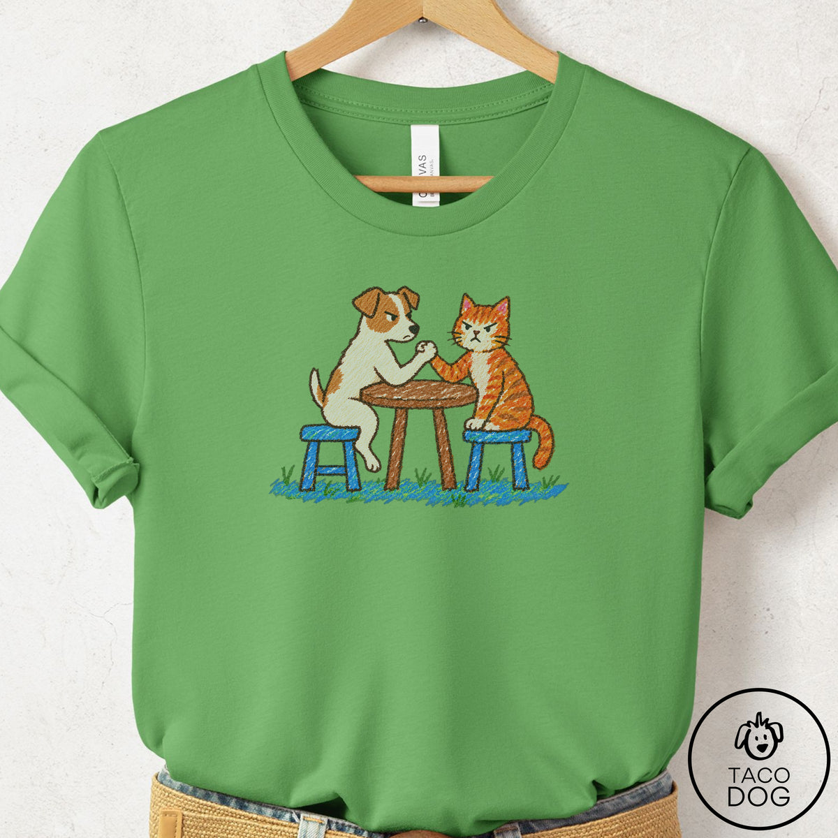 Jack Russell Arm Wrestling T-Shirt Leaf Taco-Dog