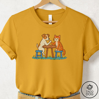 Jack Russell Arm Wrestling T-Shirt Mustard Taco-Dog