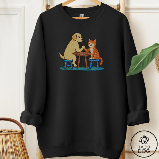 Labrador Retriever Arm Wrestling Sweatshirt Black Taco-Dog