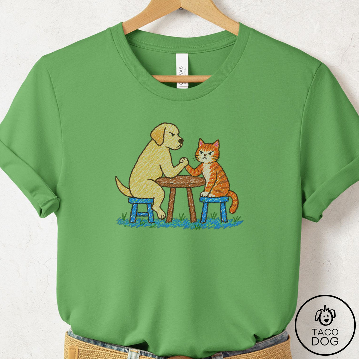 Labrador Retriever Arm Wrestling T-Shirt Leaf Taco-Dog