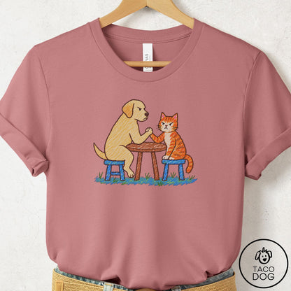 Labrador Retriever Arm Wrestling T-Shirt Mauve Taco-Dog
