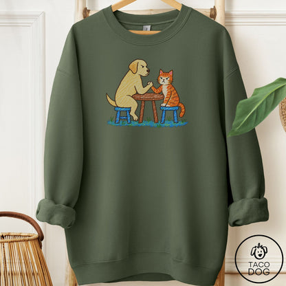 Labrador Retriever Arm Wrestling Sweatshirt Military Green Taco-Dog