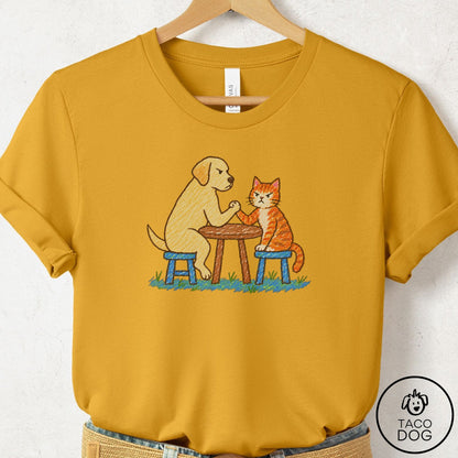 Labrador Retriever Arm Wrestling T-Shirt Mustard Taco-Dog