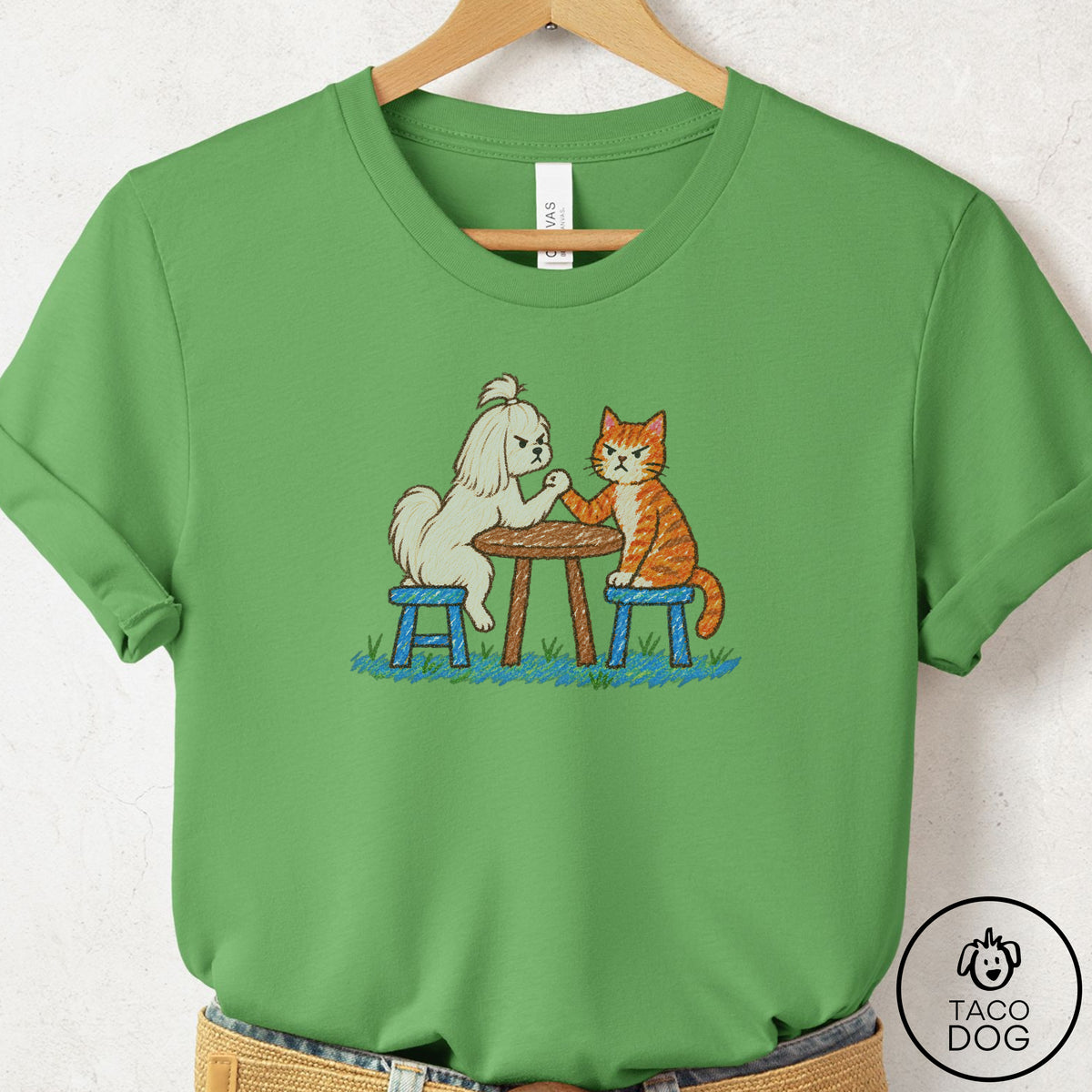 Maltese Arm Wrestling T-Shirt Leaf Taco-Dog