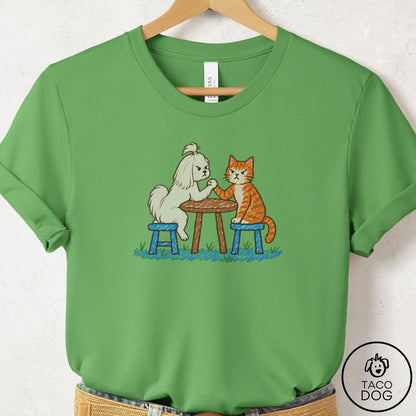 Maltese Arm Wrestling T-Shirt Leaf Taco-Dog