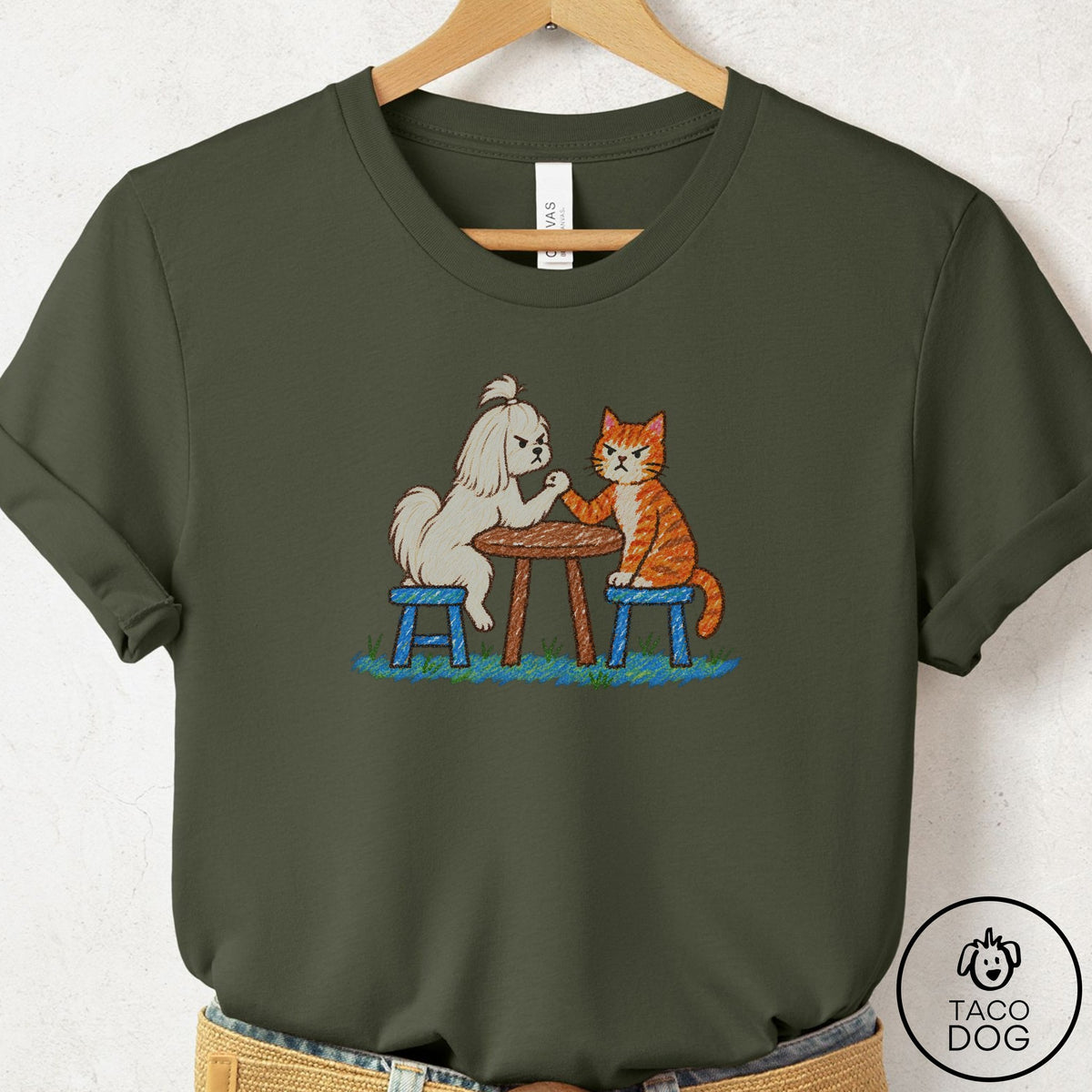 Maltese Arm Wrestling T-Shirt, design close-up
