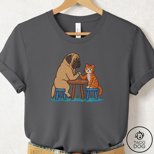 Mastiff Arm Wrestling T-Shirt Asphalt Taco-Dog