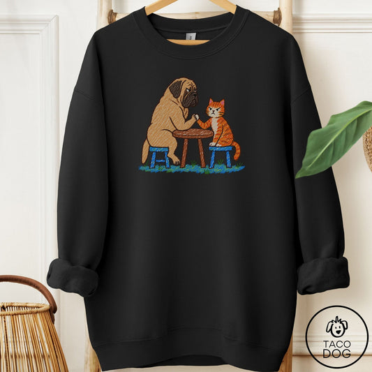 Mastiff Arm Wrestling Sweatshirt Black Taco-Dog