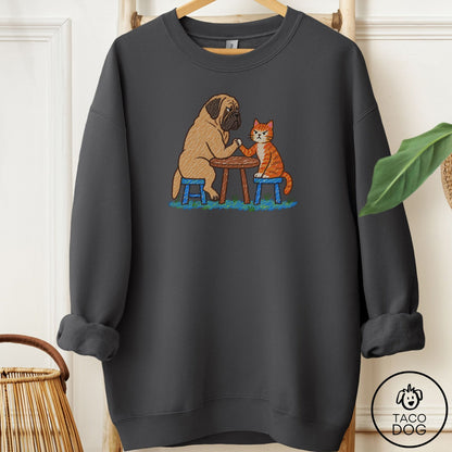Mastiff Arm Wrestling Sweatshirt Charcoal Taco-Dog