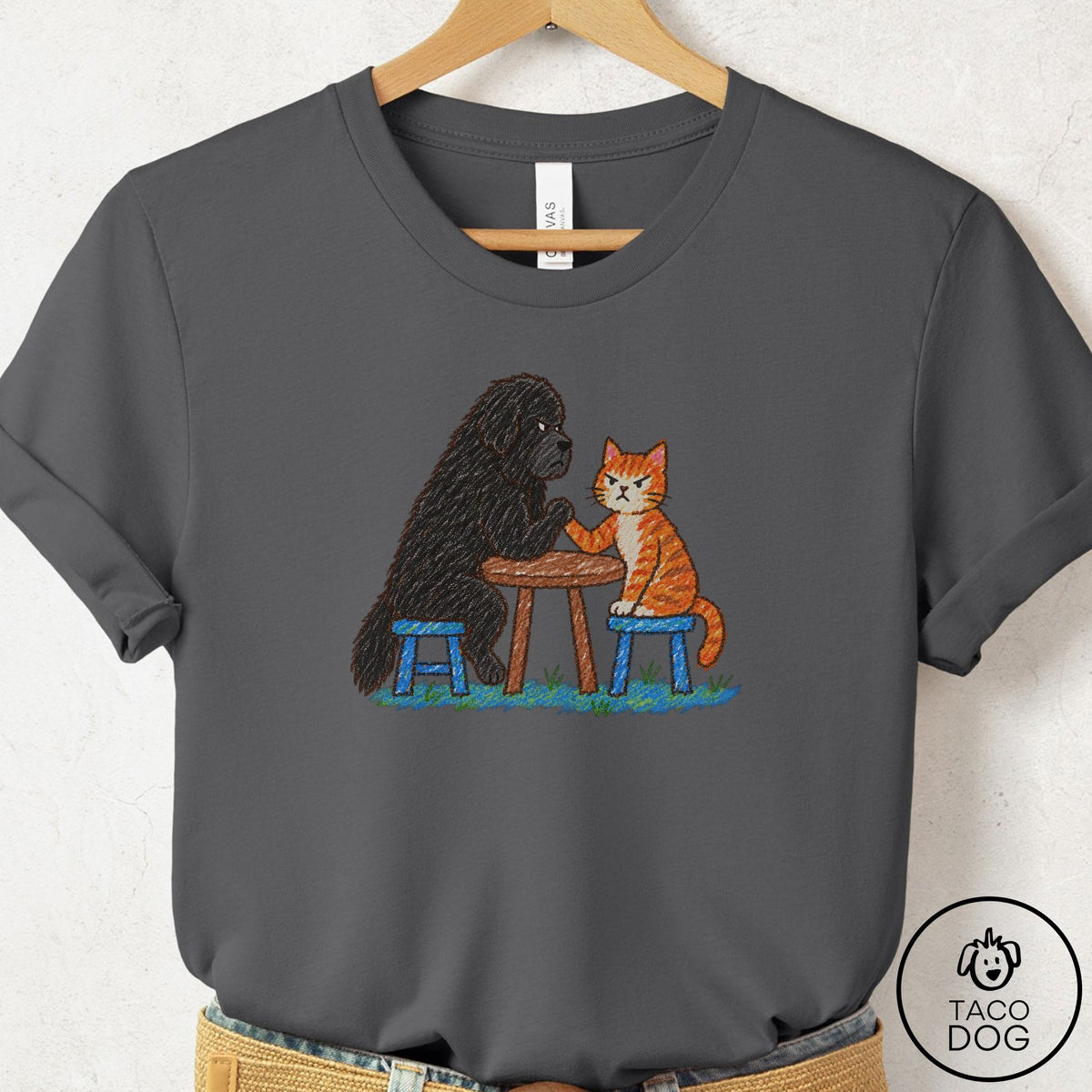 Newfoundland Arm Wrestling T-Shirt Asphalt Taco-Dog