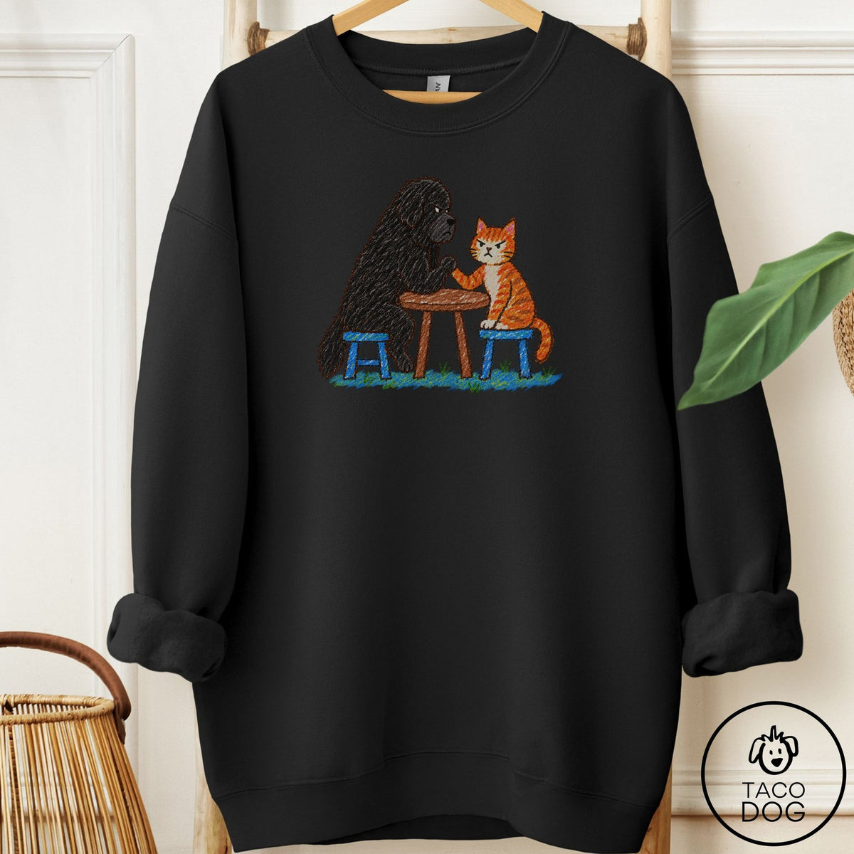 Newfoundland Arm Wrestling Sweatshirt Black Taco-Dog