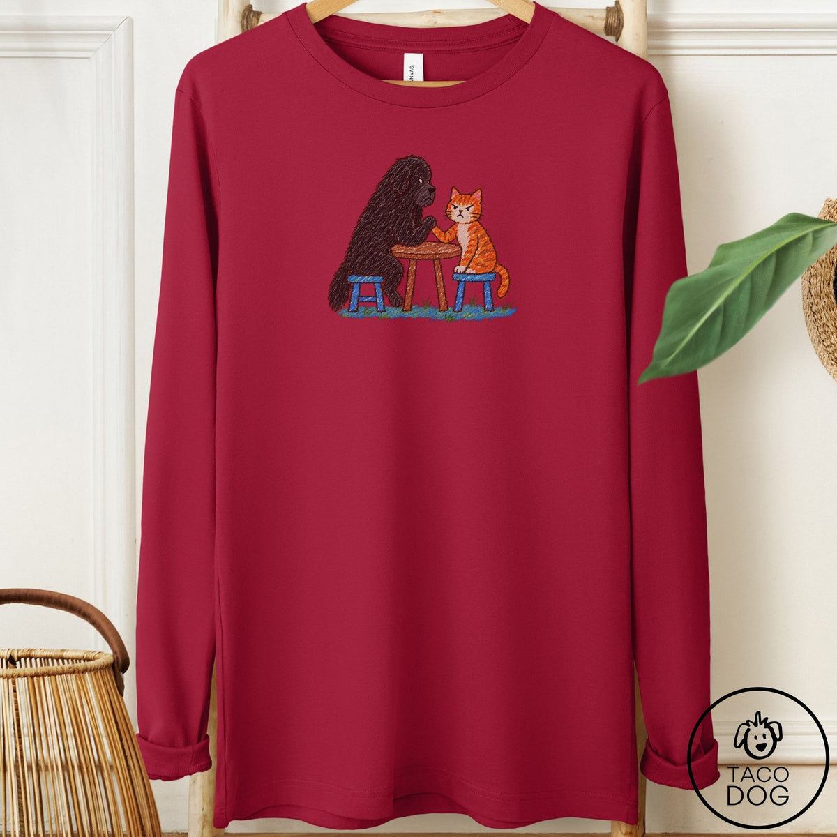 Newfoundland Arm Wrestling Long Sleeve Tee Cardinal Taco-Dog