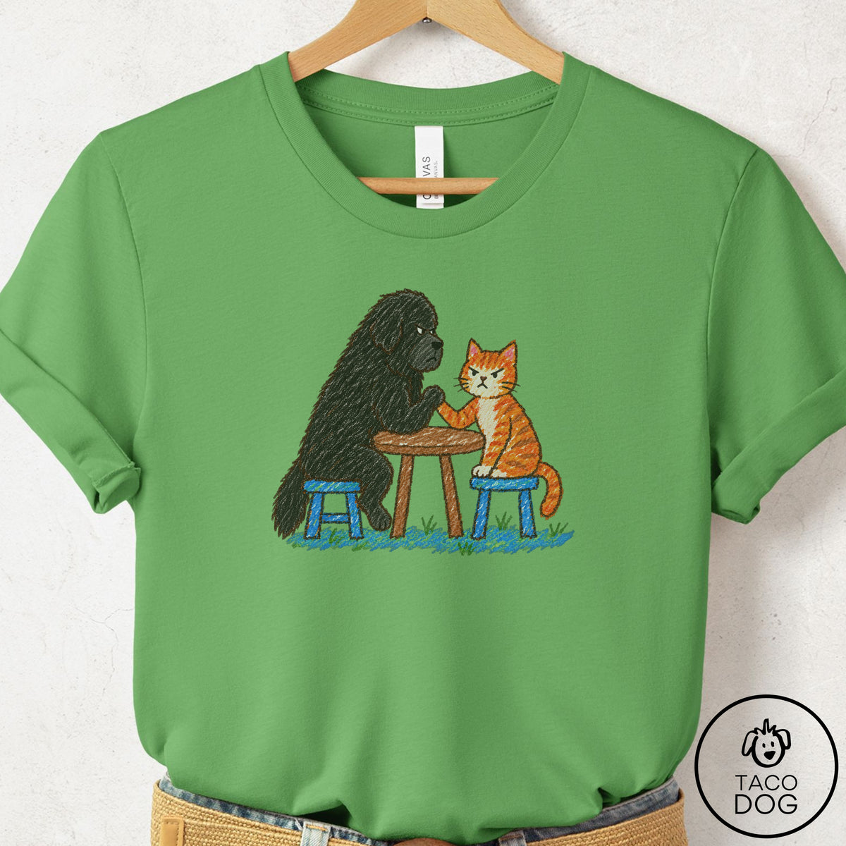 Newfoundland Arm Wrestling T-Shirt Leaf Taco-Dog