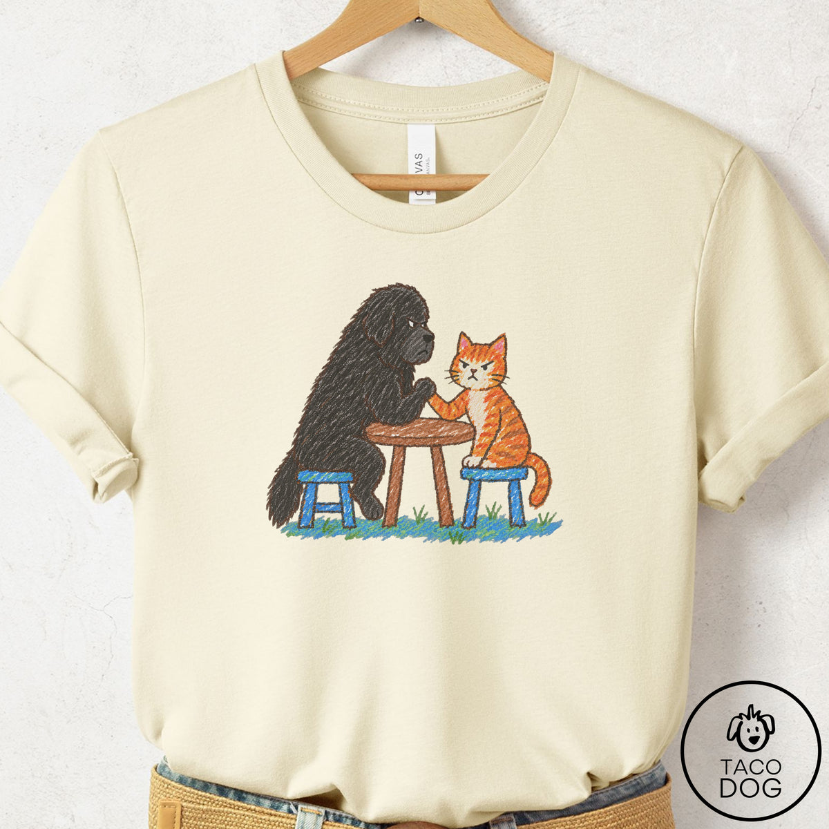 Newfoundland Arm Wrestling T-Shirt Natural Taco-Dog