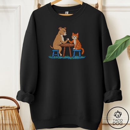 Pitbull Arm Wrestling Sweatshirt Black Taco-Dog