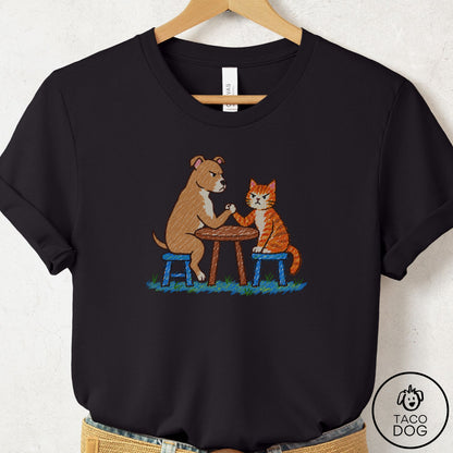 Pitbull Arm Wrestling T-Shirt Black Taco-Dog