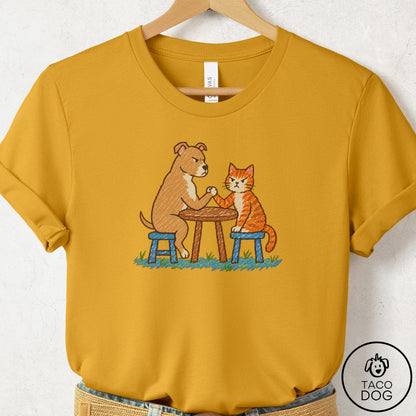 Pitbull Arm Wrestling T-Shirt Mustard Taco-Dog