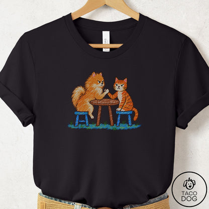 Pomeranian Arm Wrestling T-Shirt Black Taco-Dog