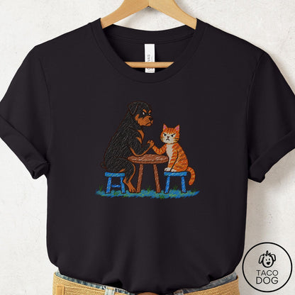 Rottweiler Arm Wrestling T-Shirt Black Taco-Dog