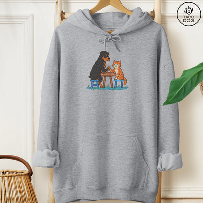 Rottweiler Arm Wrestling Hoodie Graphite Heather Taco-Dog